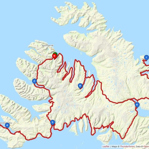 Karte Islands Westfjorde